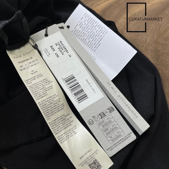Rick Owens: OS Tommy Tee Black Organic Cotton One Size FW24 Porterville - Picture 9 of 12